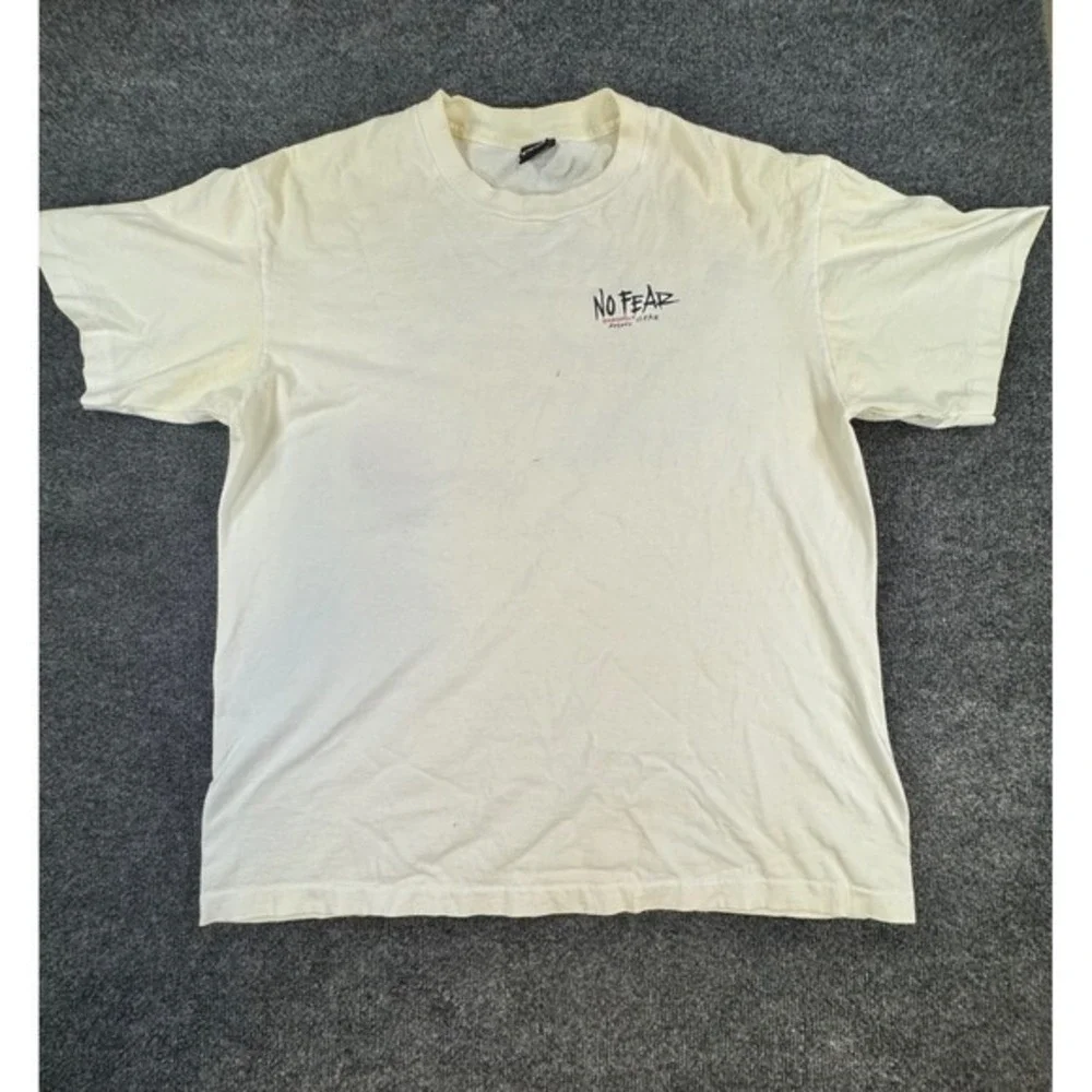 Vintage No Fear Basketball Is Not A Game Graphic T-Shirt XL Cream 90s Streetwear